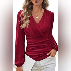 Elegant Burgundy Wrap Top